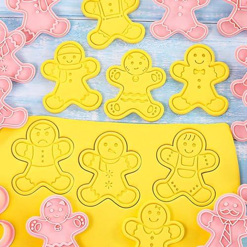 10 Piece Christmas Cookie Cutters, 3d Raised Design Gingerbread Cookie Stamps, Cookie Cutter Set suitable for Frosting Decoration, Mini Pie Molds, Apple Pie Pastry Biscuit Cutter (Gingerbread Man) - CookCave
