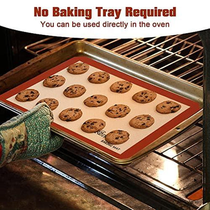 RENOOK Silicone Baking Mats Set of 5, BPA-free grade food baking mat, 100% Non-Stick Reusable Food Safe Liners & Silicone Brush- Macaron, Pastry, Cookie. - CookCave