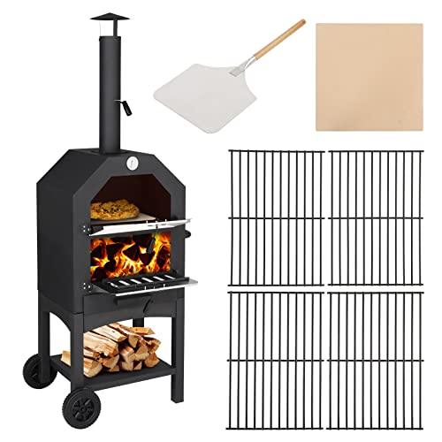 VINGLI Outdoor Pizza Oven Wood Fried with Pizza Stone, Pizza Peel, Grill Rack for Backyard and Camping - CookCave