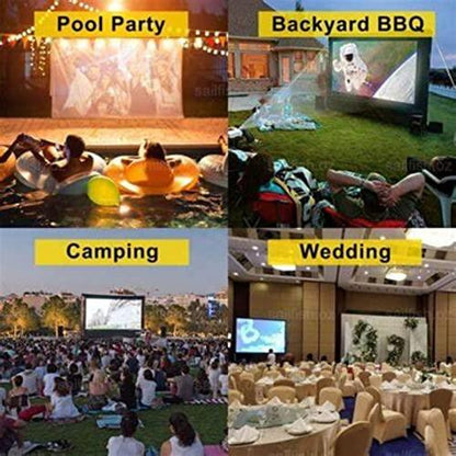 Inflatable Projector Screen 14 ft for Outside Support Front & Rear Projection Blow up Movie Screen with Fast Low-Noise Built-in Blower for Backyard Movie Night, Parties, Celebrations - CookCave