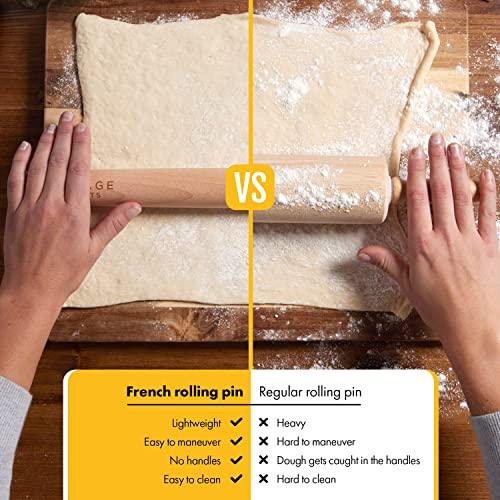 Heritage Products French Rolling Pin - Tapered Wooden Rolling Pins for Baking - Dough Roller for Fondant, Ravioli, Pastry, Pie, Bread, Dumpling - CookCave