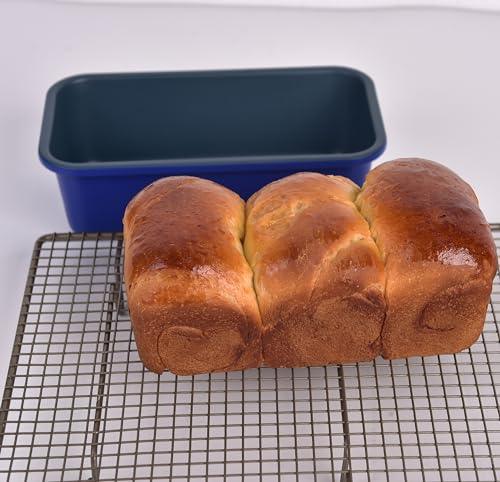 loaf pans set of 2 haze blue non-stick coating Royal blue carbon steel loaf bread pans for home baking 9x5inch - CookCave