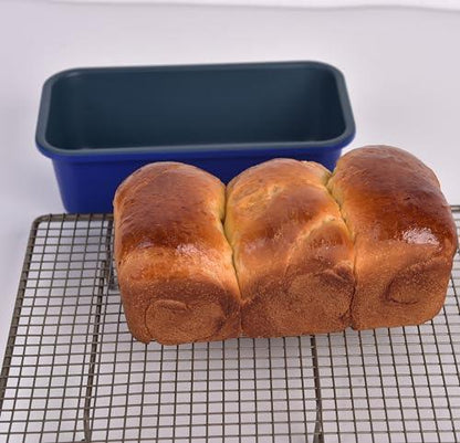 loaf pans set of 2 haze blue non-stick coating Royal blue carbon steel loaf bread pans for home baking 9x5inch - CookCave