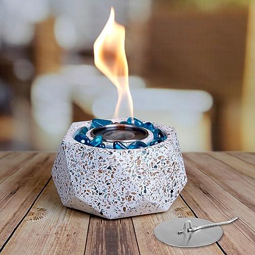 KORNIFUL Tabletop Fire Pit Bowl for Newyear Decorations Valentine's Day - Indoor/Outdoor Table Top Firepit for Patio Porch Table Decor, Portable Small Rubbing Alcohol Tabletop Fireplace - CookCave