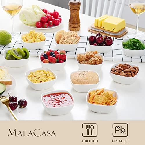 MALACASA 5 oz Porcelain Dip Bowls Set, 12 Pack Dipping Sauce Dishes, Charcuterie Bowls, Stackable Ramekins for Pudding, Souffle, Creme Brulee, Dessert, Snack, Charcuterie Boards accessories, Oven Safe - CookCave