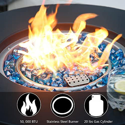 BALI OUTDOORS Propane Fire Pit Table Gas Firepit 30 Inch 50,000 BTU with Fire Glass Cover Lid for Patio, Garden, Backyard and Porch - CookCave