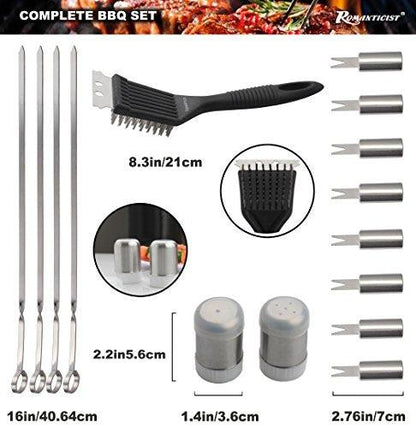 ROMANTICIST 20pc Heavy Duty BBQ Grill Tool Set in Case - The Very Best Grill Gift on Birthday Wedding - Professional BBQ Accessories Set for Outdoor Cooking Camping Grilling Smoking - CookCave