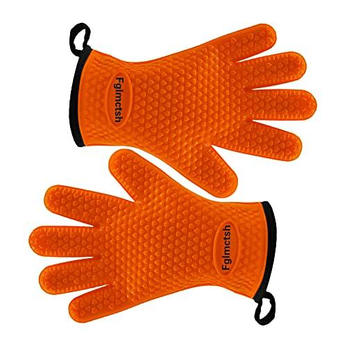 Fglmctsh Silicone Cooking Gloves, BBQ Mitt, Kitchen - Safe Handling of Pots and Pans, Extreme Heat Resistant BBQ, Internal Protective Cotton Layer - Heat Resistant Oven Mitt for Grilling - CookCave