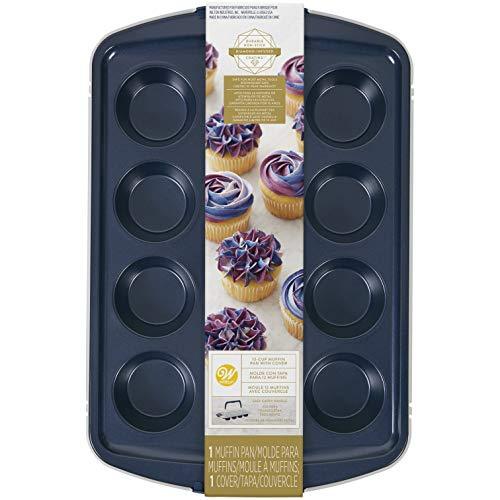 Wilton Diamond-Infused Non-Stick Navy Blue Muffin and Cupcake Pan with Cover, 12-Cup, Steel - CookCave