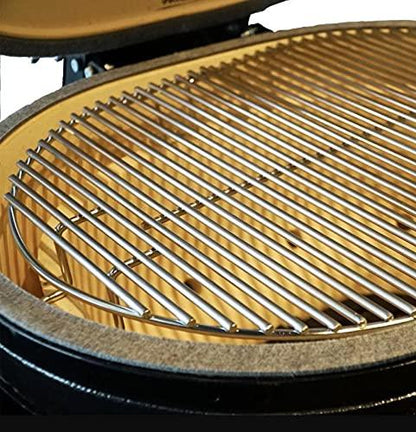 AMS Fireplace Primo Kamado Ceramic Cooker Grill Oval XL 400 With Stainless Steel Grates - charcoal outdoor grilling smocking roasting backing - PGCXLH, black, 28 Width, 21.5 Depth, 27-1/2 Hight - CookCave