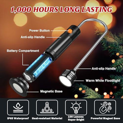 Grill Light BBQ Grilling Accessories: Unique Valentines Day Gifts for Him Men Dads Husbands Grandpas, Cool Gadgets GrillIing Tools Barbecue Supplies, Bright Magnetic Smoker LED BBQ Light, 2 Pack - CookCave