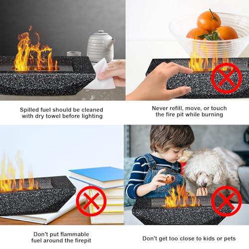 Tabletop Fire Pit 12.5" Portable Table Top Firepit Bowl Smokeless Indoor Outdoor Table Top Fireplace Garden Patio Balcony Decor Gifts for Women Mom House Warming Gifts New Home Decor Concrete-Black - CookCave