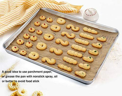 TeamFar Baking Sheet, Stainless Steel Baking Pan Cookie Sheet, Healthy & Non Toxic, Rust Free & Less Stick, Easy Clean & Dishwasher Safe - CookCave