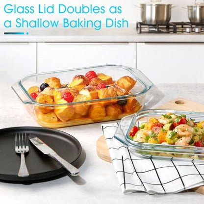 NUTRIUPS 1.35L Rectangular Glass Casserole Dish With Glass Lid, Tempered Glass, Glass Casserole Dish for Oven，Small Casserole Dish with Lid - CookCave