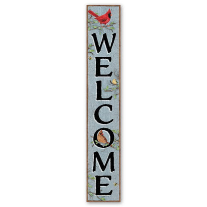 My Word! Welcome Cardinals On Blue Porch Board Welcome Sign and Porch Leaner for Front Door Porch Deck Patio or Wall - Indoor Outdoor Spring Farmhouse Rustic Vertical Porch and Yard Decor – 8”x46.5” - CookCave