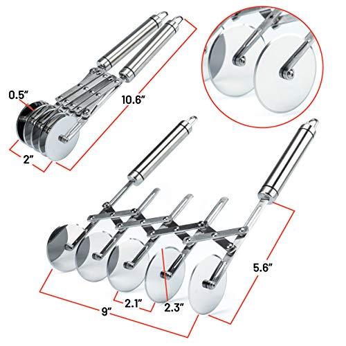 Oleex ‘All-Dough’ Pastry Cutter Set. 5 Wheel Dough Cutter and Dual Fluted Ravioli Cutter Wheel/Pizza Cutter Wheel! Versatile Brownie Cutter, Pasta Maker, Noodle Cutter, Stainless Steel Pizza Slicer - CookCave