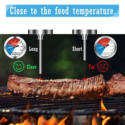 BBQ Thermometer Gauge,Charcoal Grill Pit Smoker Temp Gauge Grill Thermometer with Fahrenheit and Heat Indicator - CookCave