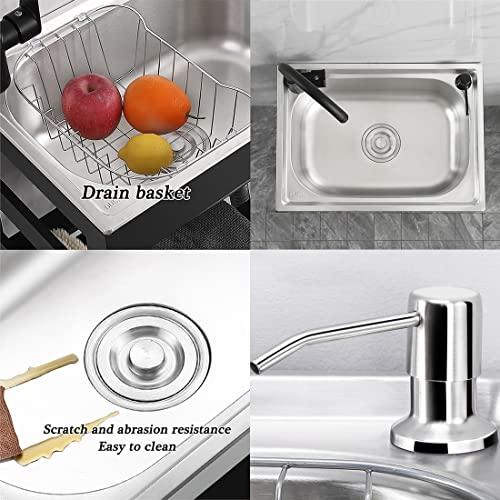 Stainless Steel Utility Sink w/Faucet, Outdoor Station for Washing, Commercial Kitchen Prep for Laundry/Backyard/Garage, with Drainboard Sinks Kit, 1 Compartment ( Color : Cold water tap , Size : 54*4 - CookCave