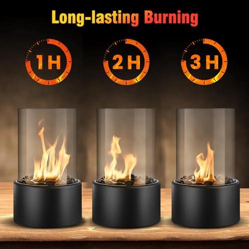 Portable Fire Pit Table Top Fireplace Bowl - 10'' Tabletop Firepit Smokeless Heaters Indoor Smores Maker Home Decor, Outdoor Fuel Campfire Windproof Glass for Patio Balcony Porch Camping - CookCave