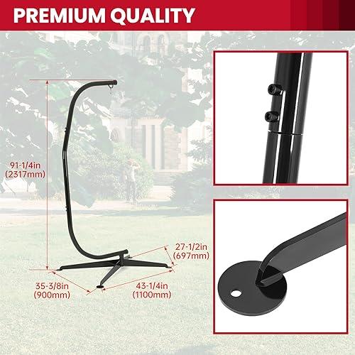 HECASA Hammock Chair Stand Heavy Duty Steel C Chair Stand for Outdoor Indoor Porch Swing Hanging Chair 360 Degree Rotation 330LBS Capacity Black (Stand Only) - CookCave