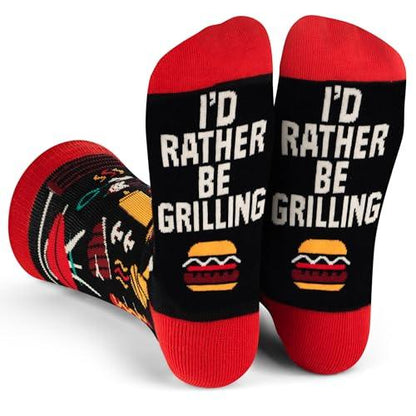 I'd Rather Be Grilling Socks Unisex for Men and Women - Funny BBQ Grill Gifts - CookCave