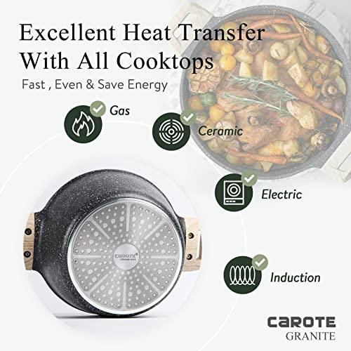 CAROTE 4 Qt Nonstick Stock Pot - Granite Soup Pot and Dutch Oven With Lid, 4 Quart Casserole for Stews - Super Easy to Clean, PFOA Free (CLASSIC GRANITE) - CookCave