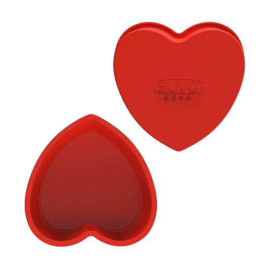 SILIVO Silicone Heart Shaped Cake Pans, 8 Inch, Red, Nonstick, Food Grade Silicone, Easy Clean, Freezer, Microwave and Oven Safe - CookCave