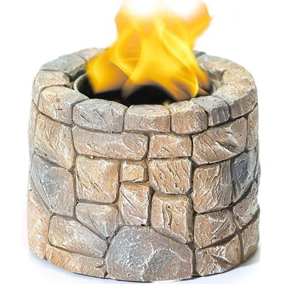 WEYLAND Tabletop Fire Pit Bowl - Table Top Firepit Balcony Decor and Smores Maker - Small Indoor, Outdoor and Personal Portable Fireplace for Patio Using Rubbing Alcohol Fuel - Stone Design - CookCave