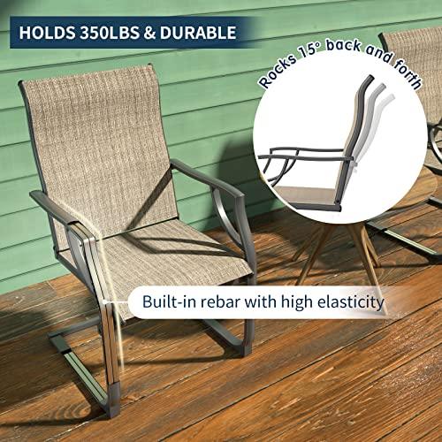 Amopatio Patio Chairs Set of 4, Outdoor Dining Chairs for All Weather, Breathable Garden Outdoor Furniture for Backyard Deck, Brown - CookCave