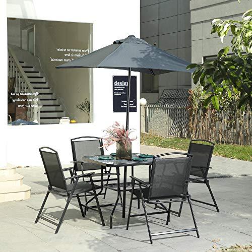 Bylring Patio Folding Sling Dining Chairs Portable Outdoor Indoor Backrest Household Seats for Outside Lawn Garden Balcony Pool Yard with Armrest Set of 4(Black) - CookCave