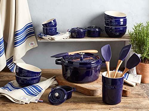 STAUB Ceramics Dutch Oven 3-piece Mini Round Cocotte, Dark Blue - CookCave