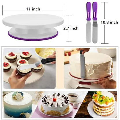 ANSLYQA 345 Pcs Cake Decorating Kit with Cake Turntable & Leveler,55 Numbered Icing Piping Tips,2 Spatulas,3 Comb Scrapers,2 Tip Couplers,102 Pastry Bags,100 Paper Cupcake Liners - CookCave