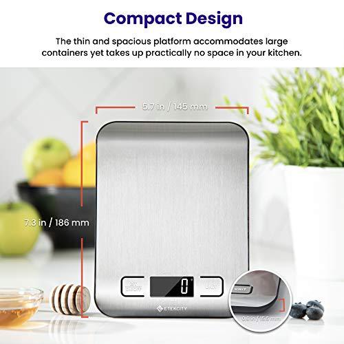 Etekcity Food Scale, Digital Kitchen Scale, 304 Stainless Steel, Weight in Grams and Ounces for Baking, Cooking, and Meal Prep, LCD Display, Medium - CookCave