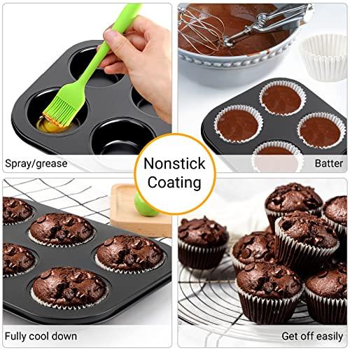 Beasea Muffin Pan 6 Cup, Set of 2 Non Stick Muffin Baking Pan, Carbon Steel Muffin Pan Bakeware Set Cupcake Baking Pan for Oven Baking - CookCave