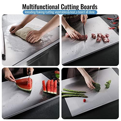 Cutting Boards, 304 Stainless Steel Cutting Board with lip, Chopping Board, Baking Board for Kitchen, Cutting Mats, Pastry Board for Meat, Vegetables, Non-Slip cutting board 19.7x23.6in(50 * 60cm) - CookCave