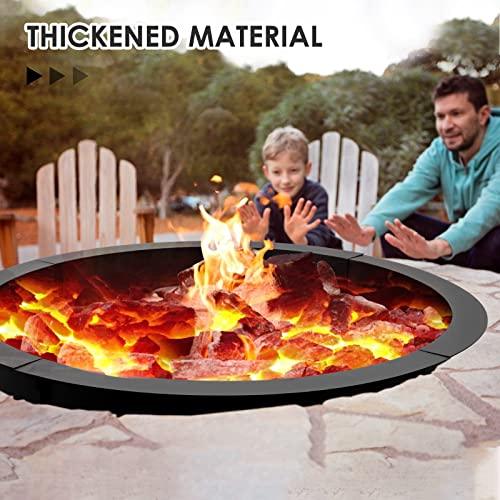 ARTYUIO Fire Ring 45'' Outer, Solid Steel Wood Burning Fire Pit Ring Above/In-Ground DIY Campire Ring for Outdoor Camping, Backyard - CookCave