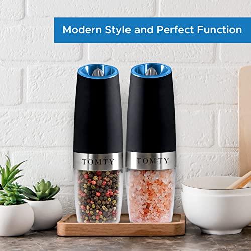 Battery-Operated Gravity Salt and Pepper Grinder Set - White Kitchen Gadgets Gifts for Cooking Adults - CookCave