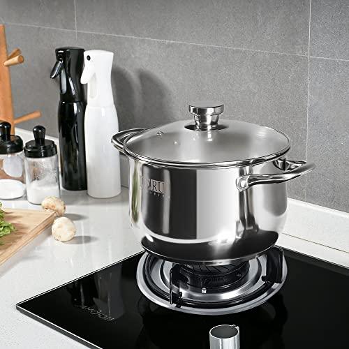 DERUI CREATION Stainless Steel Stock Pot 22CM | 4 Quart with Glass Lids Casserole Pots Induction Saucepans Soup Pot for Cooking - CookCave