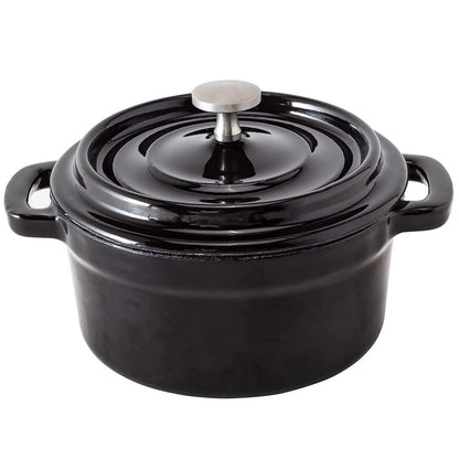 Restaurantware 8 Ounce Mini Casserole Dish, 1 Mini Dutch Oven With Lid - Enameled, Round, Black Cast Iron Mini Cocotte, Heavy-Duty, For Baking, Braising, or Roasting - CookCave