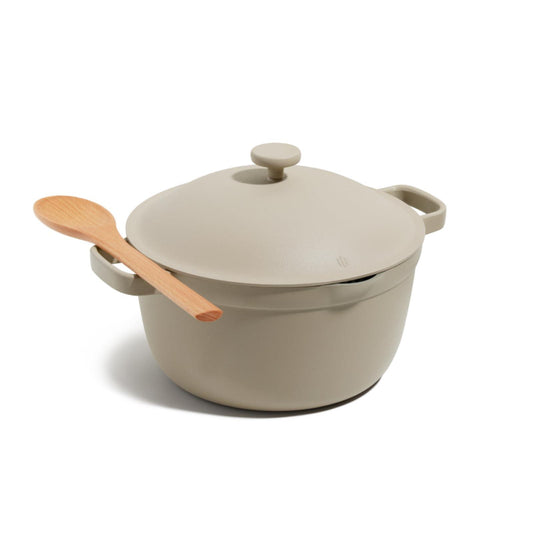 Our Place Perfect Pot - 5.5 Qt. Nonstick Ceramic Sauce Pan with Lid | Versatile Cookware for Stovetop and Oven | Steam, Bake, Braise, Roast | PTFE and PFOA-Free | Toxin-Free, Easy to Clean | Steam - CookCave
