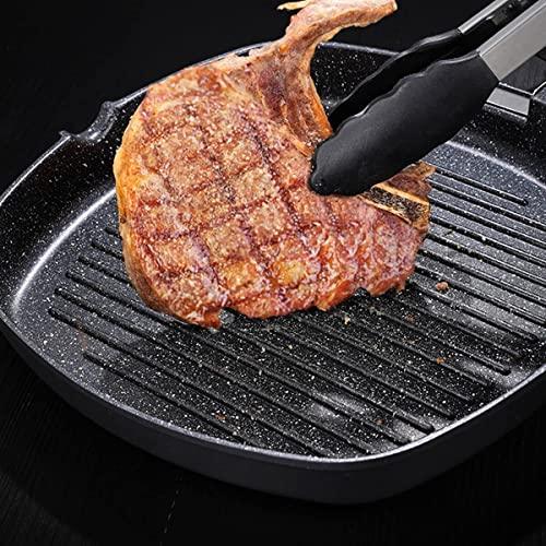 MasonOL20 Non-stick Grill Pan with Folding Handle for Meat, Fish and Vegetables For All Heat Sources 24cm/9.4IN for Stove Tops, Induction, Black - CookCave