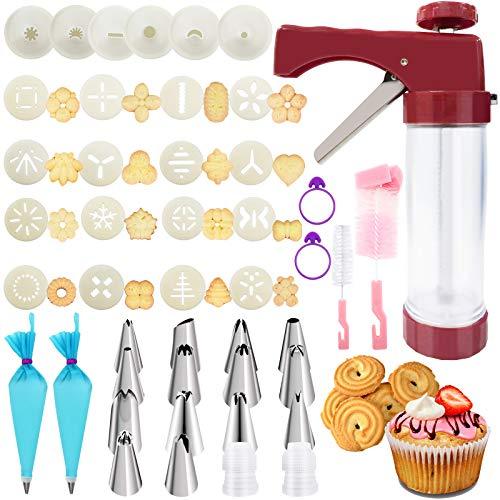 45PCS Cookies Press Gun Kit Set,DIY Cookie Maker With 16Cookie Discs,Icing Tips,Cleaning Brushes,EVA Piping Bags,Cookies Decorating Kit Baking Tool For Biscuit Making,Cakes Decorating For Any Holidays - CookCave