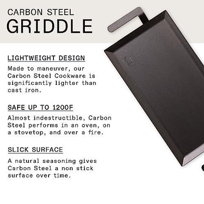 Made In Cookware - Carbon Steel Griddle - (Like Cast Iron, but Better) - Professional Cookware - Made in Sweden - Induction Compatible - CookCave