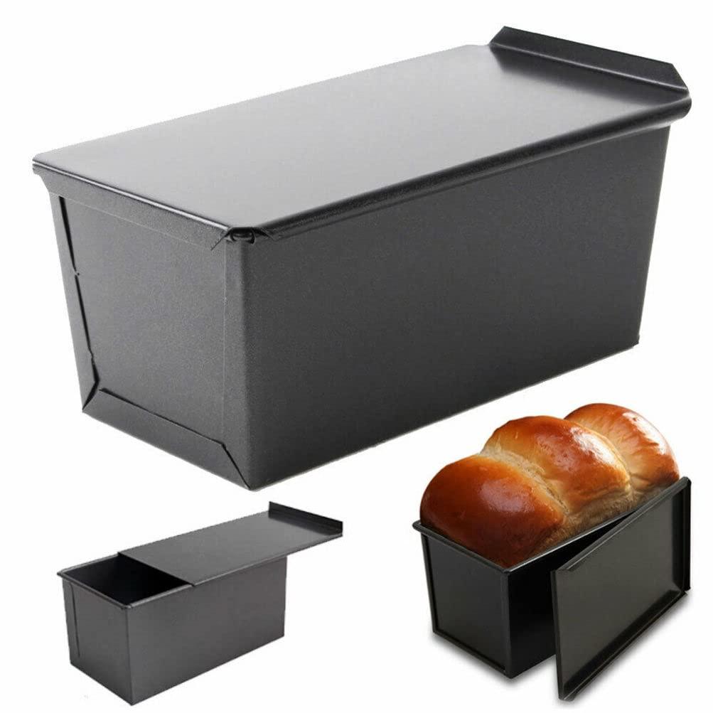 Luxshiny Pullman Baking Pan Bread Tin Loaf Pan With Lid Black Loaf Pan Non- Stick Loaf Pan Toast Bread Bakeware Bread Toast For Oven Baking 750g Pullman Baking Pan Bread Baking Tray - CookCave