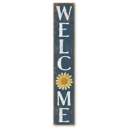 My Word! Welcome Yellow Daisy Porch Board Welcome Sign and Porch Leaner for Front Door Porch Deck Patio or Wall - Indoor Outdoor Spring Farmhouse Rustic Vertical Porch and Yard Decor – 8”x46.5” - CookCave