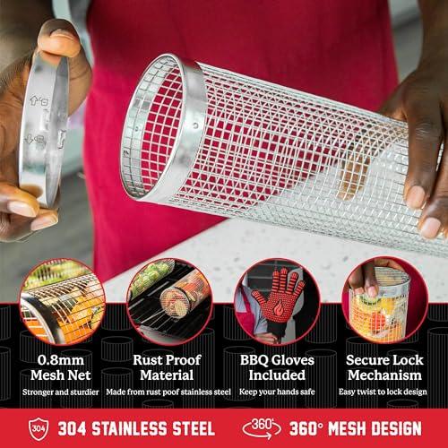 Rolling Grilling Baskets for Outdoor Grilling - CookCave