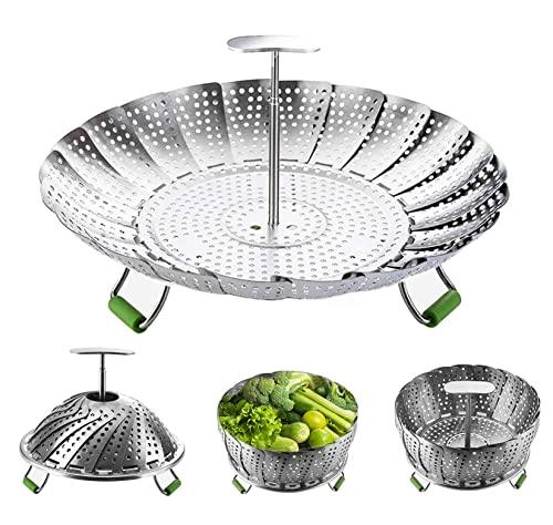 Steamer Basket, Veggie Steamer Basket for Cooking Stainless Steel Folding Vegetable Steamer Insert with Extending Removable Center Handle Expandable to Fit Various Size Pot(5.5" to 9") - CookCave