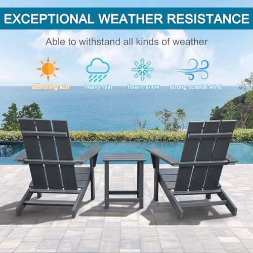 Skypatio Adirondack Chair, All-Weather Patio Fire Pit Chairs High-Density Polyethylene Adirondack Chairs for Porch, Balcony, Garden, Deck, Lawn, Backyard, Grey - CookCave