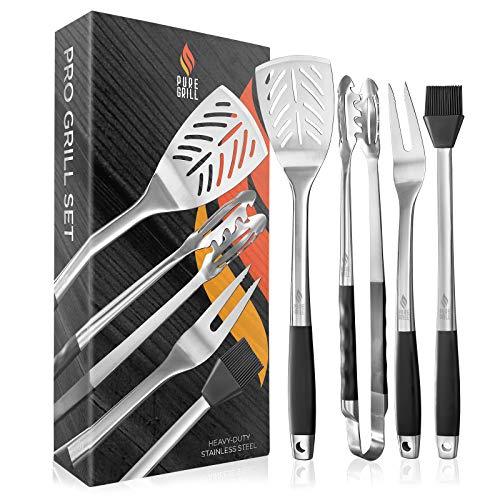 Pure Grill 4-Piece Stainless Steel BBQ Tool Utensil Set - Professional Grade Barbecue Accessories - CookCave