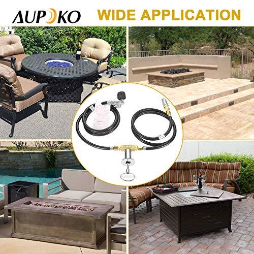 Aupoko Fire Pit Installation Kit with 150K BTU Propane Gas Valve Control Assembly System Kit, Including 1/2' Chrome Key and Quarter-Turn Shut-Off Valve, Replacement for Propane Gas Connection - CookCave